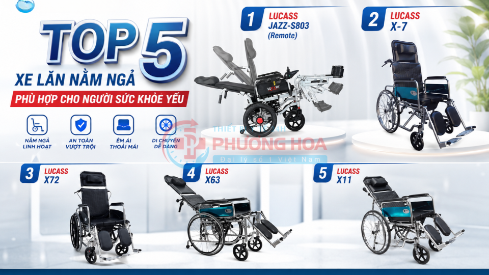 Top 5 xe lăn nằm ngả phù hợp cho người sức khỏe yếu